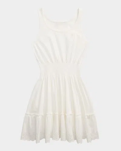 Ralph Lauren Kids' Girl's Smocked Dress W/ Eyelet Trim In White