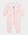 Ralph Lauren Girl's Smocked Embroidered Coverall In Love Pink