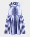 Ralph Lauren Girl's Striped Day Dress In Royal White