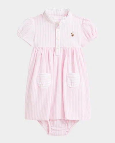 Ralph Lauren Kids' Girl's Striped Polo Shirtdress In Pink