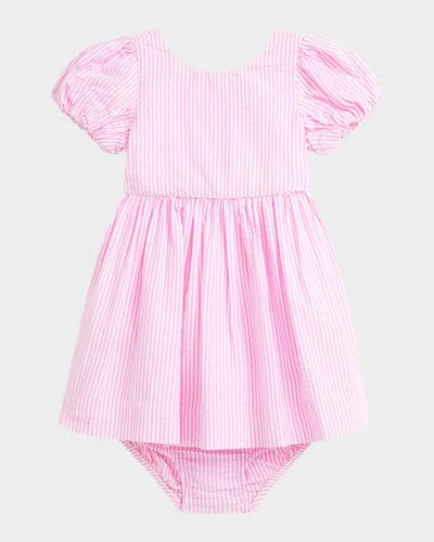 Ralph Lauren Kids' Girl's Striped Seersucker Dress In Pink