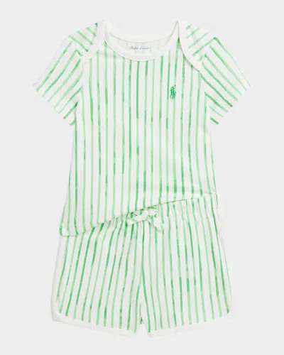 Ralph Lauren Kids' Boy's Striped Two-piece Set In Green Irregular Stripenev Pp