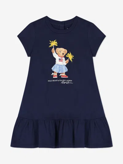 Polo Ralph Lauren Babies' Ralph Lauren Girls Bear Jersey Dress In Blue