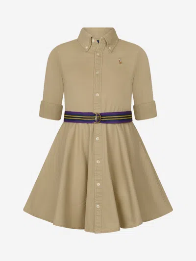 Ralph Lauren Babies'  Girls Beige Cotton Chino Dress 10 Yrs Brown