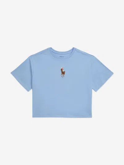 Ralph Lauren Babies'  Girls Big Pony T-shirt In Blue