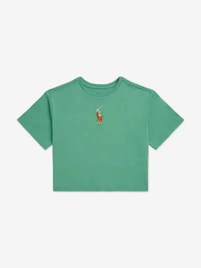 Ralph Lauren Babies'  Girls Big Pony T-shirt In Green
