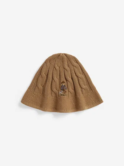 Ralph Lauren Kids'  Girls Cable Knit Bucket Hat In Brown