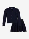 Ralph Lauren Girls Cable Knit Cardigan And Skirt Set In Blue