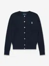Polo Ralph Lauren Kids' Girls Blue Cotton Cable Knit Cardigan