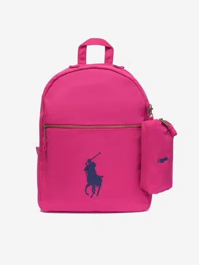 Ralph Lauren Kids' Girls Canvas School Backpack With Card Holder In Pink