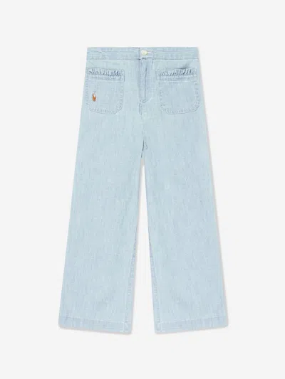 Ralph Lauren Kids'  Girls Chambray Trousers In Blue