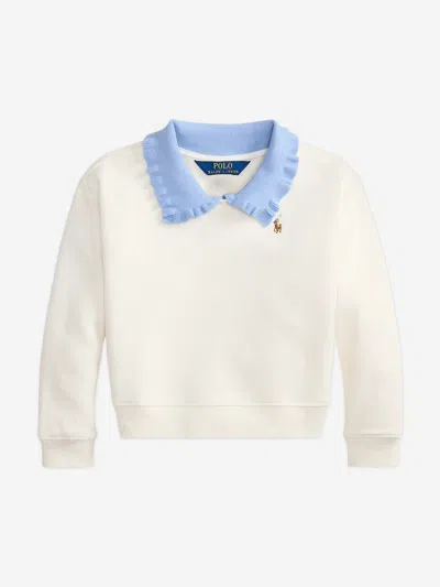 Ralph Lauren Kids'  Girls Collared Sweatshirt In White