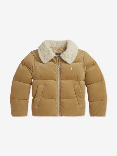 Ralph Lauren Kids'  Girls Corduroy Puffer Jacket In Brown
