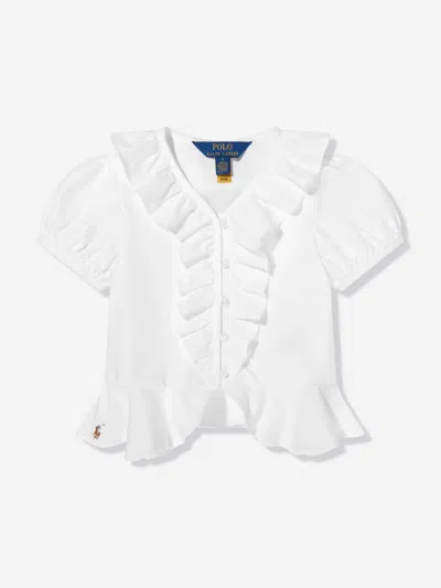 Ralph Lauren Kids'  Girls Cotton Ruffle Blouse In White