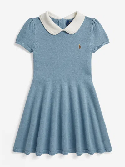 Ralph Lauren Babies'  Girls Cotton Sweater Dress In Blue