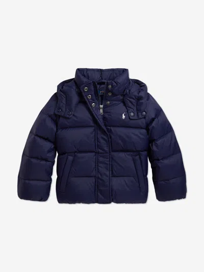 Ralph Lauren Kids' Girls Down Padded Puffer Jacket In Blue