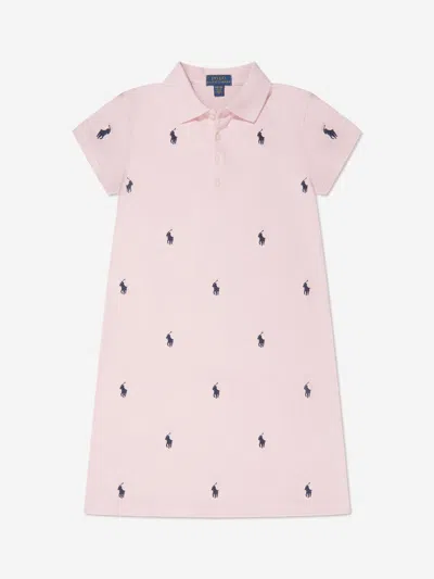 Ralph Lauren Kids' Girls Embroidered Polo Dress In Pink