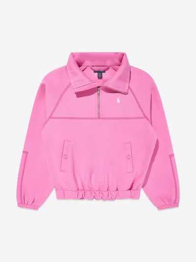 Ralph Lauren Kids'  Girls Half Zip Hybrid Sweatshirt In Pink