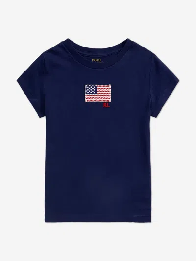 Ralph Lauren Kids'  Girls Jersey Flag T-shirt