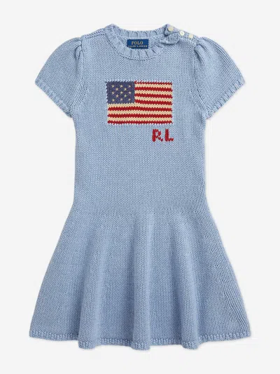 Ralph Lauren Babies'  Girls Knitted Flag Dress In Blue