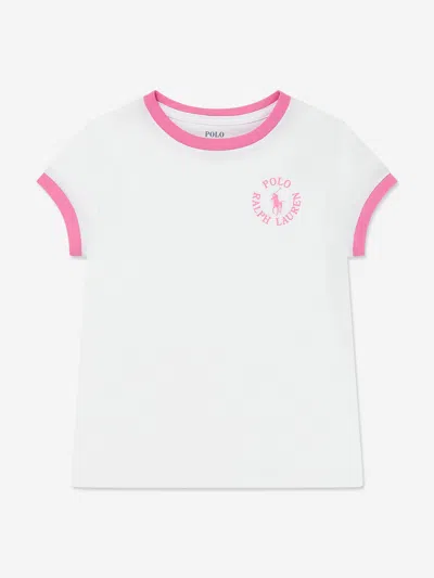 Ralph Lauren Babies'  Girls Logo Print T-shirt In White