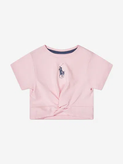 Ralph Lauren Kids' Girls Logo Twist T-shirt In Pink