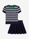 Ralph Lauren Girls Mini Cable Knit Skirt Set In Black