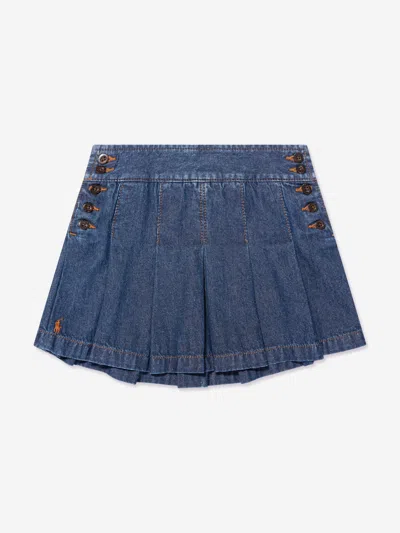 Polo Ralph Lauren Kids' Pleated Denim Skirt In Blue
