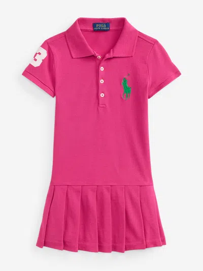 Ralph Lauren Babies'  Girls Pleated Polo Dress In Pink