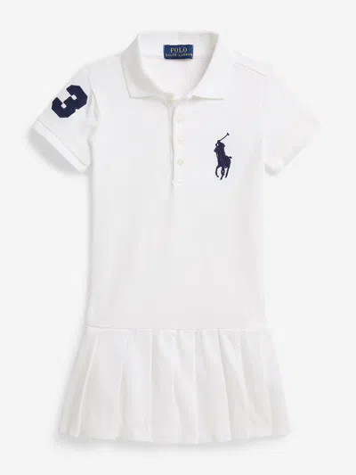 Ralph Lauren Babies'  Girls Pleated Polo Dress In White