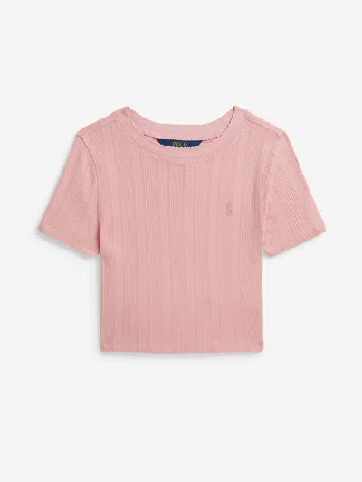 Ralph Lauren Babies'  Girls Pointelle Knit T-shirt In Pink