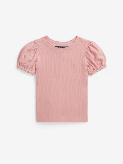 Ralph Lauren Babies'  Girls Pointelle Knit T-shirt In Pink
