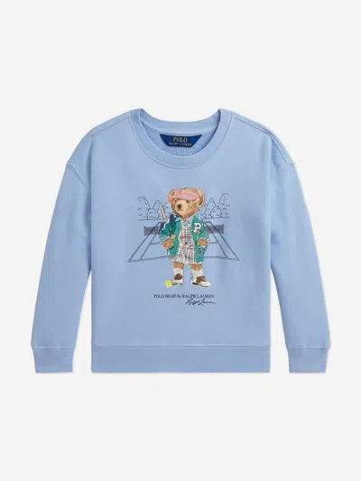 Ralph Lauren Kids'  Girls Polo Bear Bubble Sweatshirt In Blue