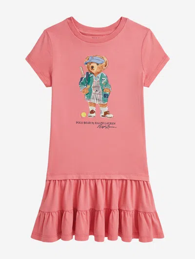 Ralph Lauren Babies'  Girls Polo Bear Jersey Dress In Pink