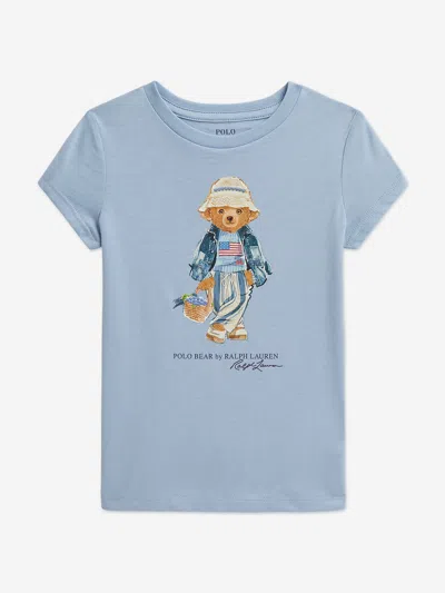 Ralph Lauren Babies'  Girls Polo Bear T-shirt In Blue