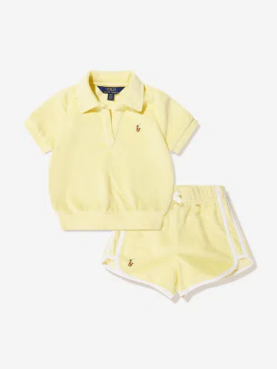 Ralph Lauren Kids' Girls Polo Shirt And Short Set In Yellow