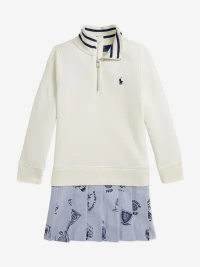 Ralph Lauren Babies'  Girls Quarter Zip Sweater Dress In White