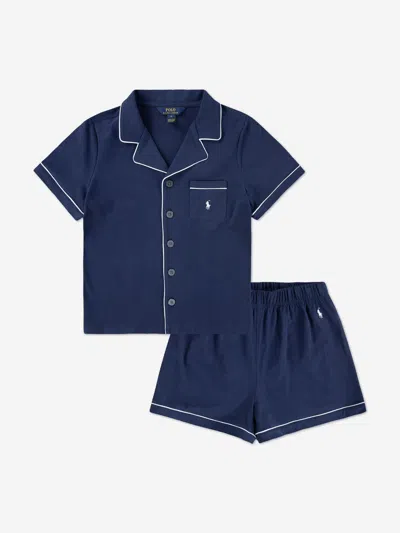 Ralph Lauren Kids' Polo  Big Girls Jersey Sleep Set In Blue