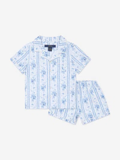 Ralph Lauren Babies' Girls Short Pyjamas Set In Blue