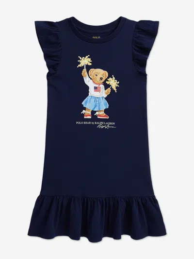 Ralph Lauren Kids'  Girls Sparkler Polo Bear Jersey Dress In Black