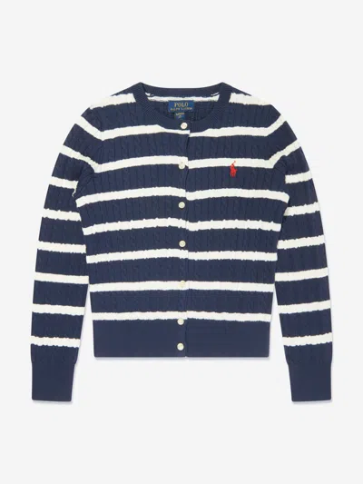 Ralph Lauren Kids' Striped Cotton Cardigan In Blue