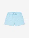 Ralph Lauren Girls Striped Logo Shorts In Blue