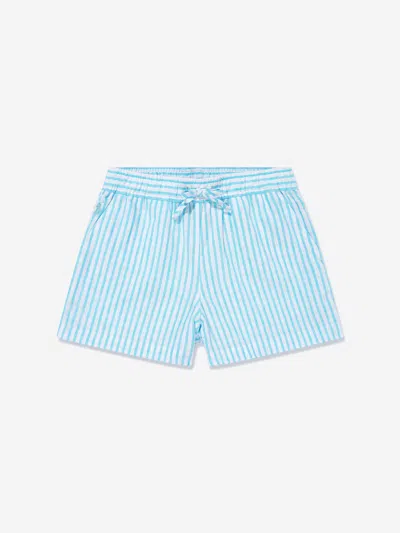 Ralph Lauren Kids' Girls Striped Logo Shorts In Blue