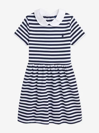 Ralph Lauren Babies'  Girls Striped Occasion Dress In Blue
