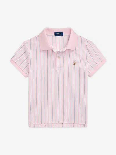 Ralph Lauren Kids'  Girls Striped Polo Shirt In Pink