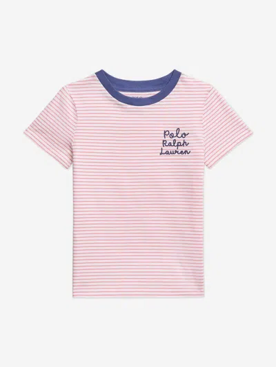 Ralph Lauren Babies'  Girls Striped Polo T-shirt In Neutral