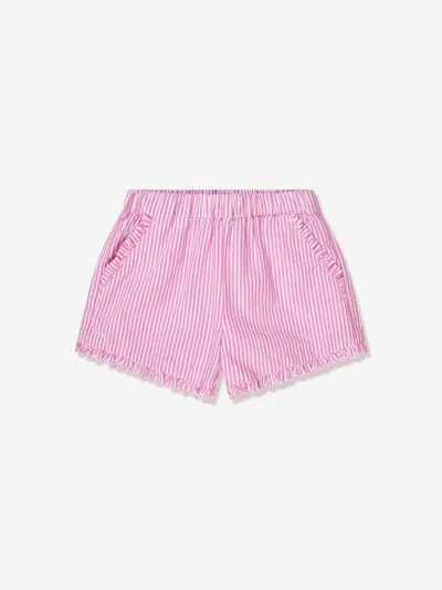 Ralph Lauren Kids' Girls Striped Ruffle Shorts In Pink