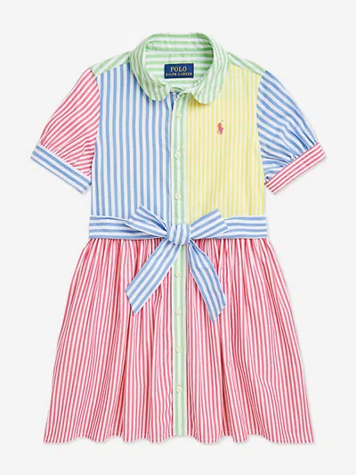 Ralph Lauren Babies'  Girls Striped Shirt Dress In Pink
