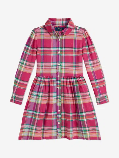 Ralph Lauren Babies' Girls Tartan Shirt Dress In Red