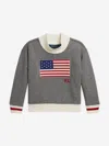 Ralph Lauren Girls Usa Flag Sweatshirt In Gray